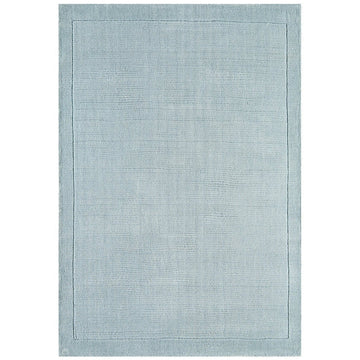 York Modern Plain Textured Subtle Ribbed Stripe Contrasting Smooth Border Handwoven Wool Loop Pile Pale Duck Egg Blue Rug-Asiatic Carpets-Rug Love - The Most Loved Rug Store